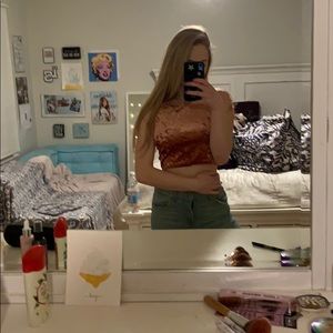 Velvety red crop top